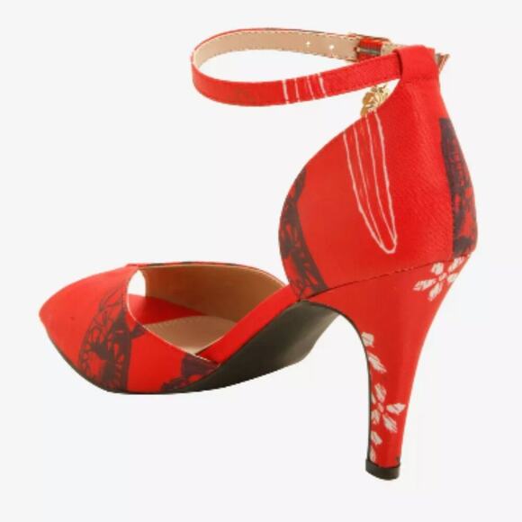 Disney x Her Universe Lilo & Stitch Tiki Red Peep Toe Heels Size 8 - Picture 7 of 12